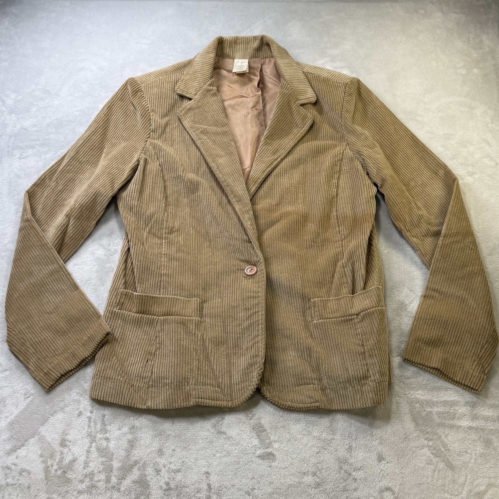 Vintage 70s Corduroy Blazer Women's Size 11 Tan Cotton Jacket Fits S/M